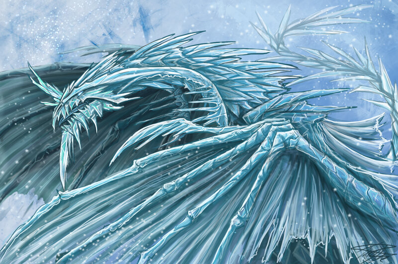 ice dragon in winter storm