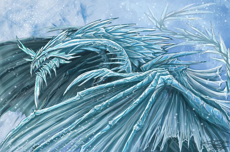 ice dragon in winter storm
