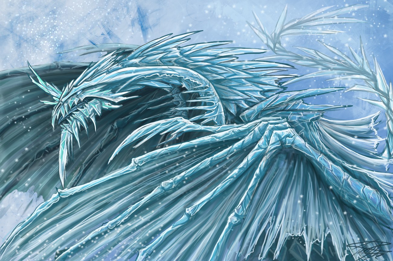 ice dragon in winter storm