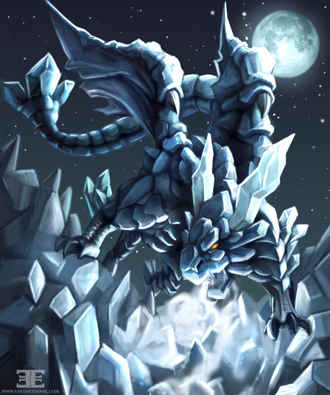 ice dragon under the moon