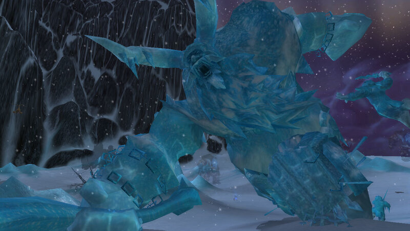 Ice elemental in a snowy landscape