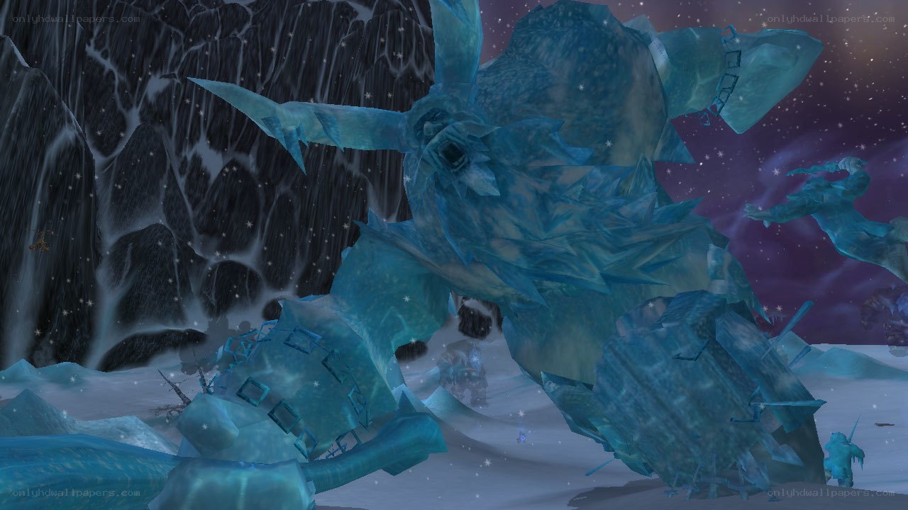 Ice elemental in a snowy landscape
