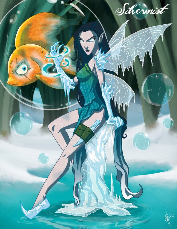 ice fairy with fish companion