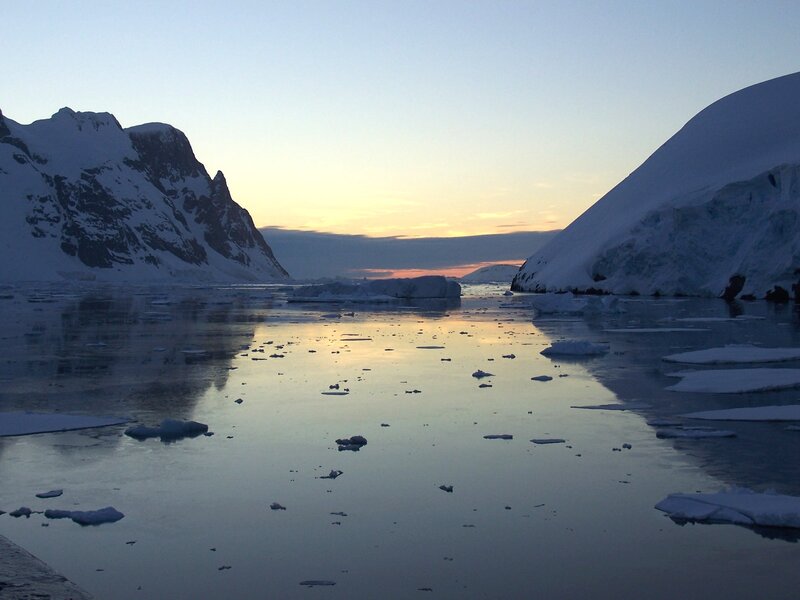 Ice-filled Bay at Sunset