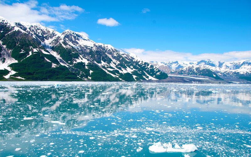 Ice-filled Bay with Mountains — Blue