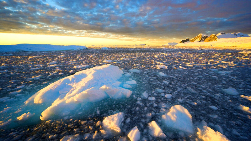 Ice Floes in Polar Water — Blue
