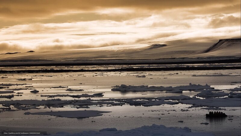 Ice Floes in Polar Water — Brown, Dramatic, Sunset