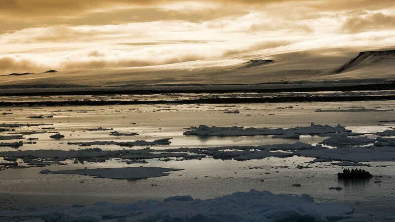 Ice Floes in Polar Water — Brown, Dramatic