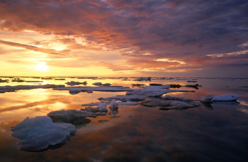 Ice Floes in Water — Orange