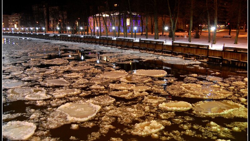 Ice Floes on River