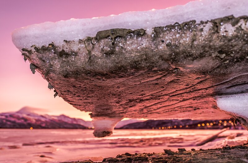 ice formation at sunset