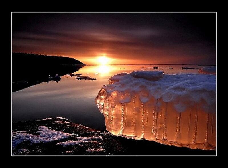 Ice Formation at Sunset — Orange