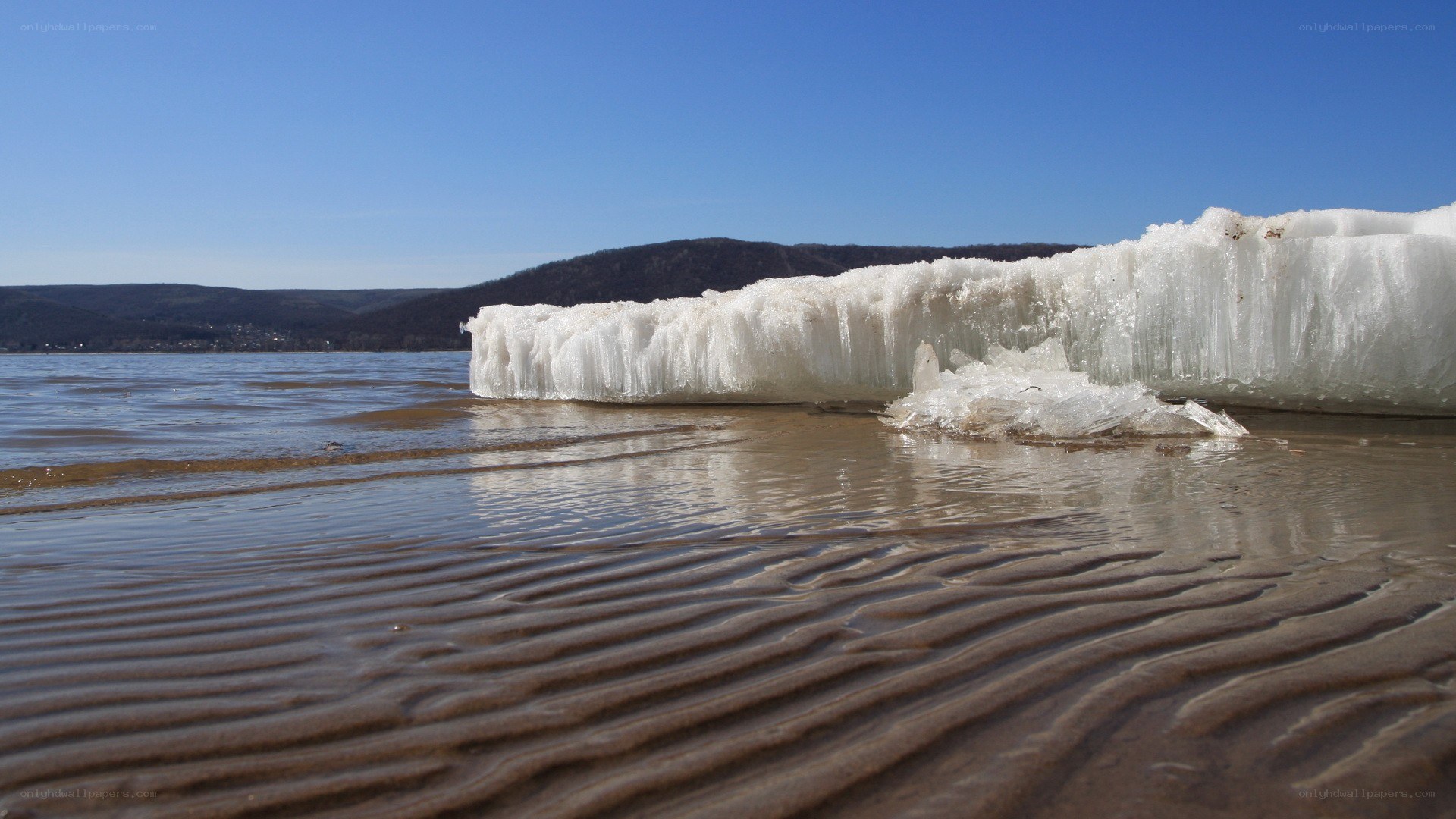 ice formation on a lakeshore