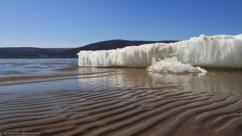 Ice formation on riverbank