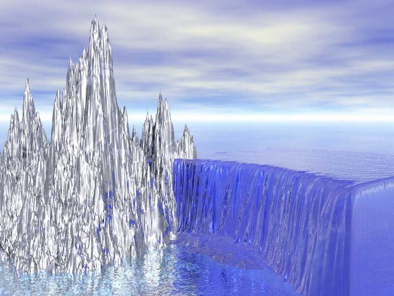 ice formation with waterfall
