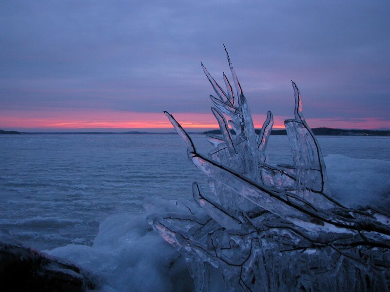 Ice formations at dusk