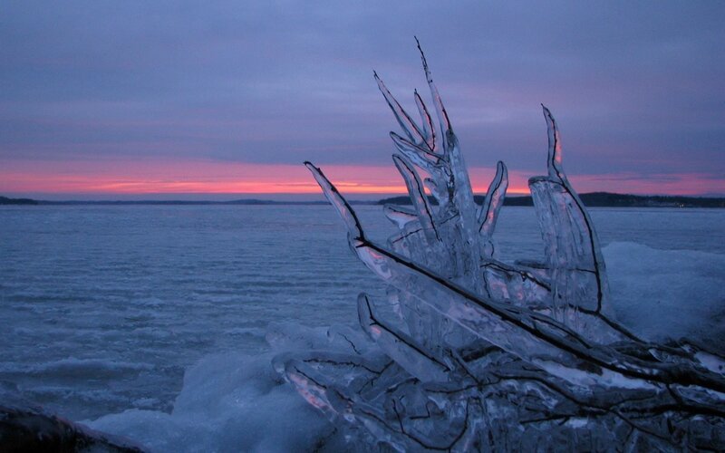 ice formations at sunset