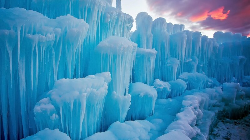 Ice Formations at Sunset — Blue, Dramatic