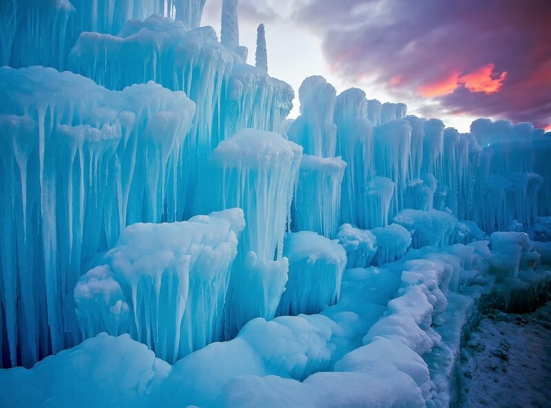 Ice Formations at Sunset — Blue