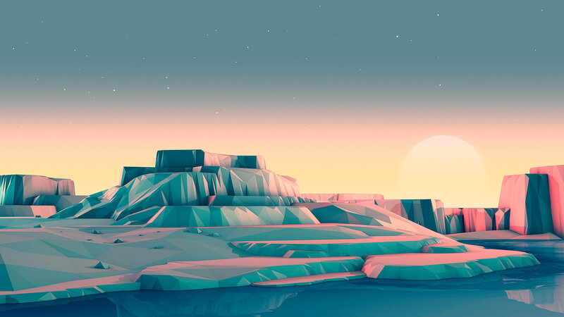 Ice Formations at Sunset — Teal