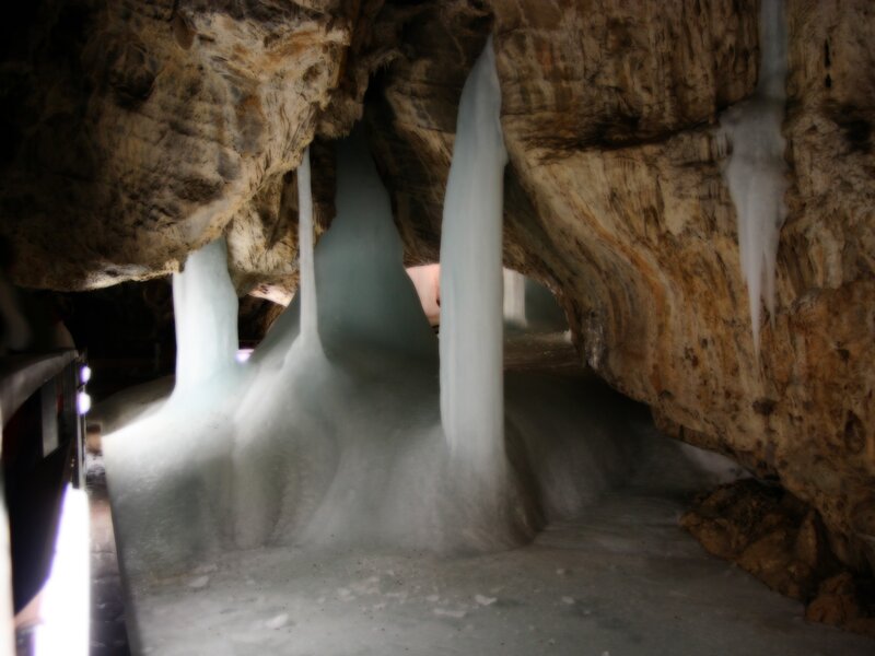 Ice formations in a cave