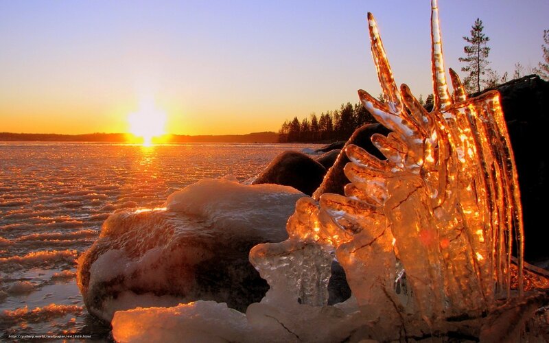 Ice Formations on Lake Shore