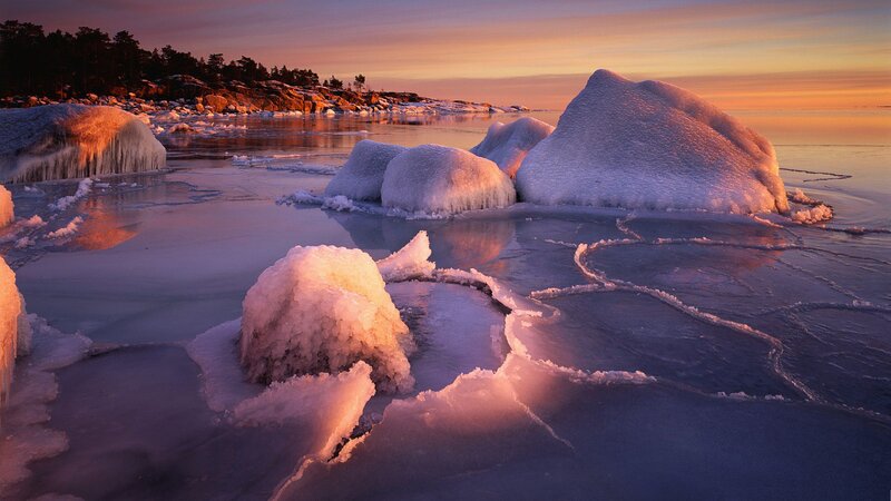 Ice Formations on Water — Purple