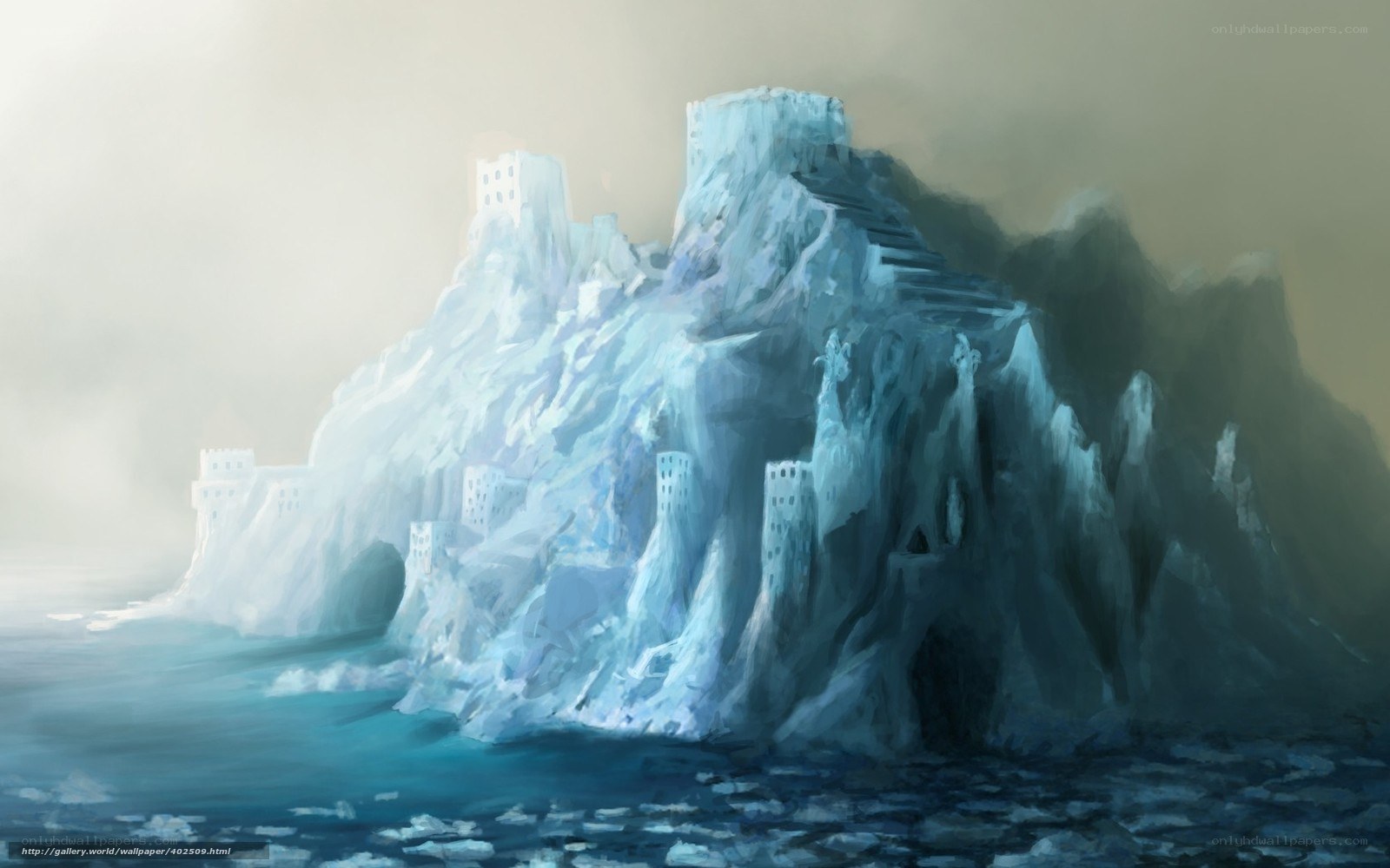 ice fortress on a cliff