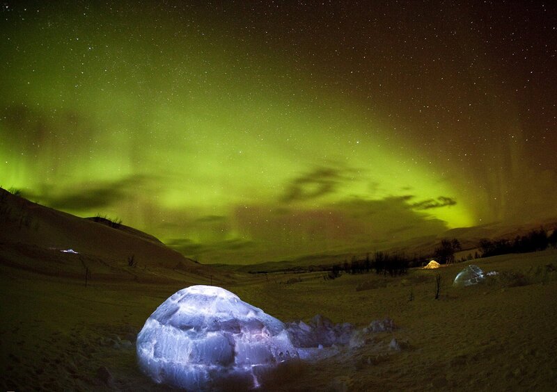 Ice Igloos under Aurora