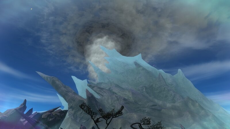 ice mountain with storm
