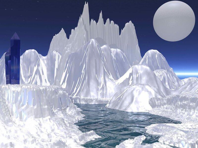 Ice Mountains and Moon