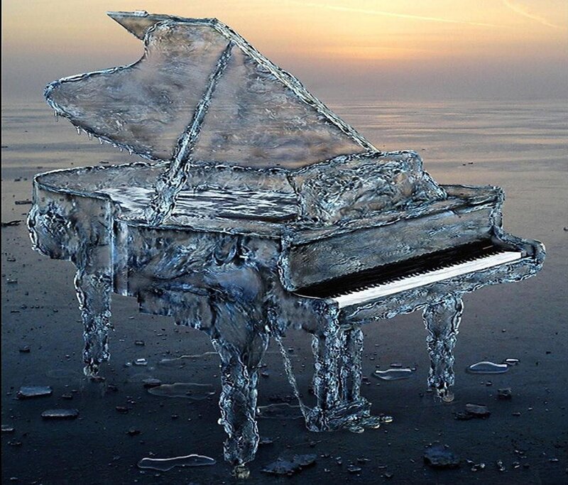 Ice Piano on Beach