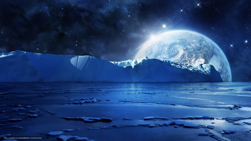 Ice planet with giant moon