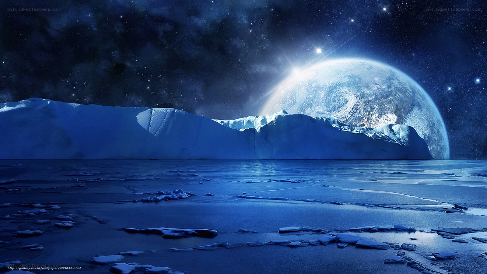 Ice planet with giant moon