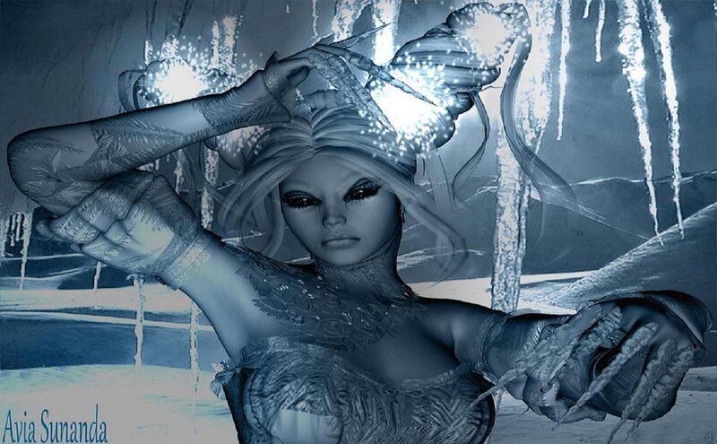 ice queen in a frozen cave