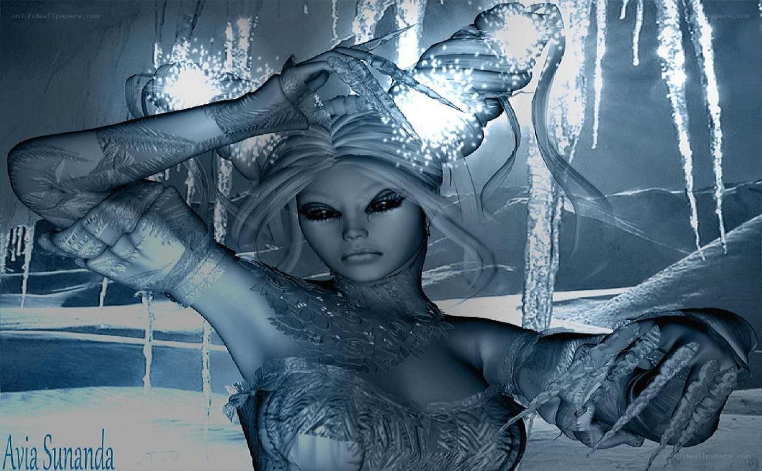 ice queen in a frozen cave