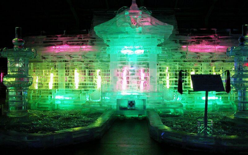 Ice Sculpture at Night — Green