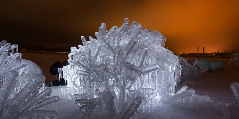 Ice Sculpture at Night — White