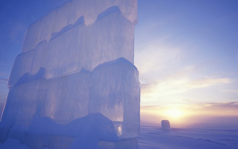 Ice sculpture at sunrise