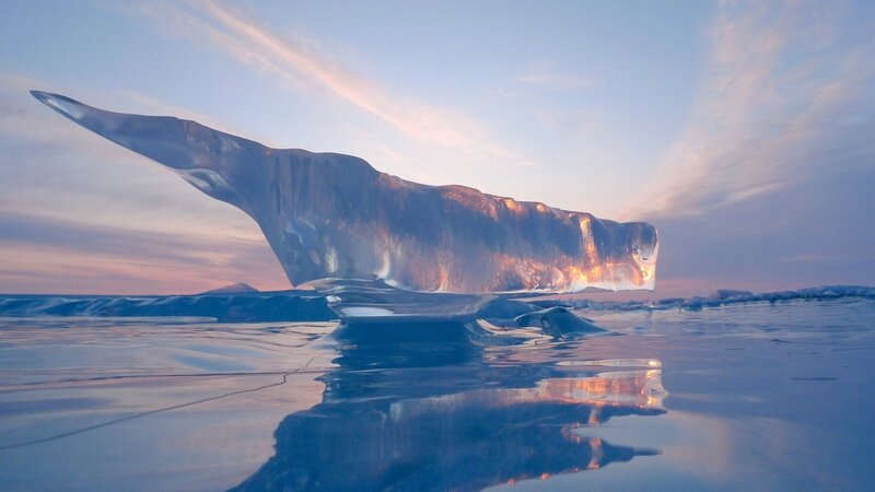Ice sculpture at sunset
