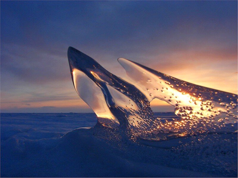 Ice sculpture at sunset