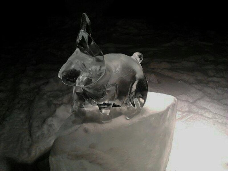 Ice Sculpture of a Rabbit
