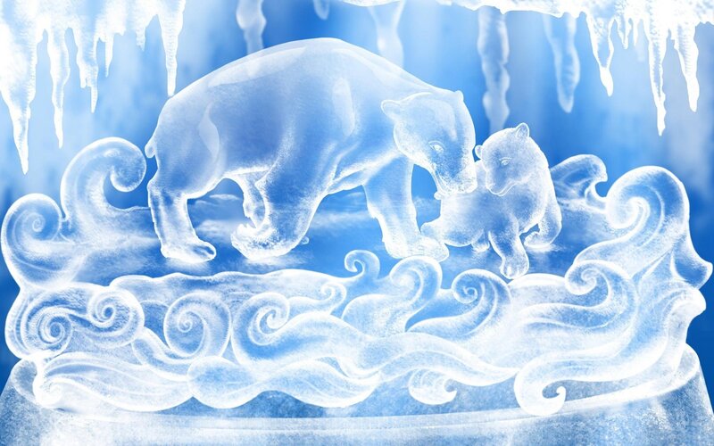 ice sculpture of polar bears