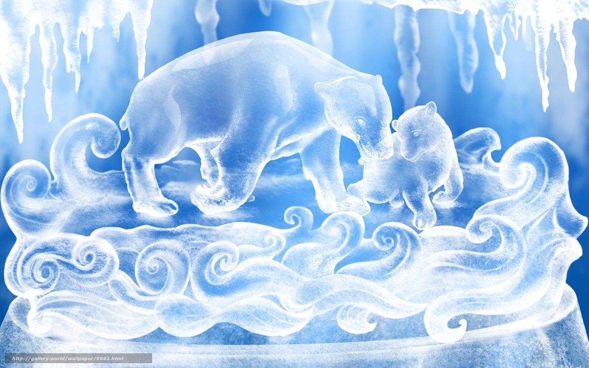 ice sculpture of polar bears