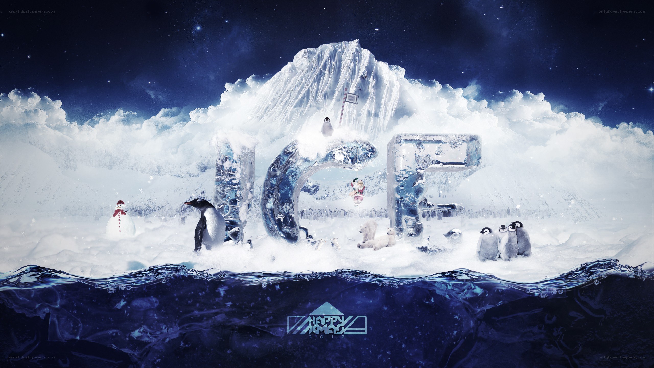 Ice sculpture with penguins