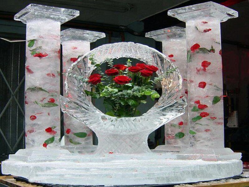 Ice Sculpture with Roses