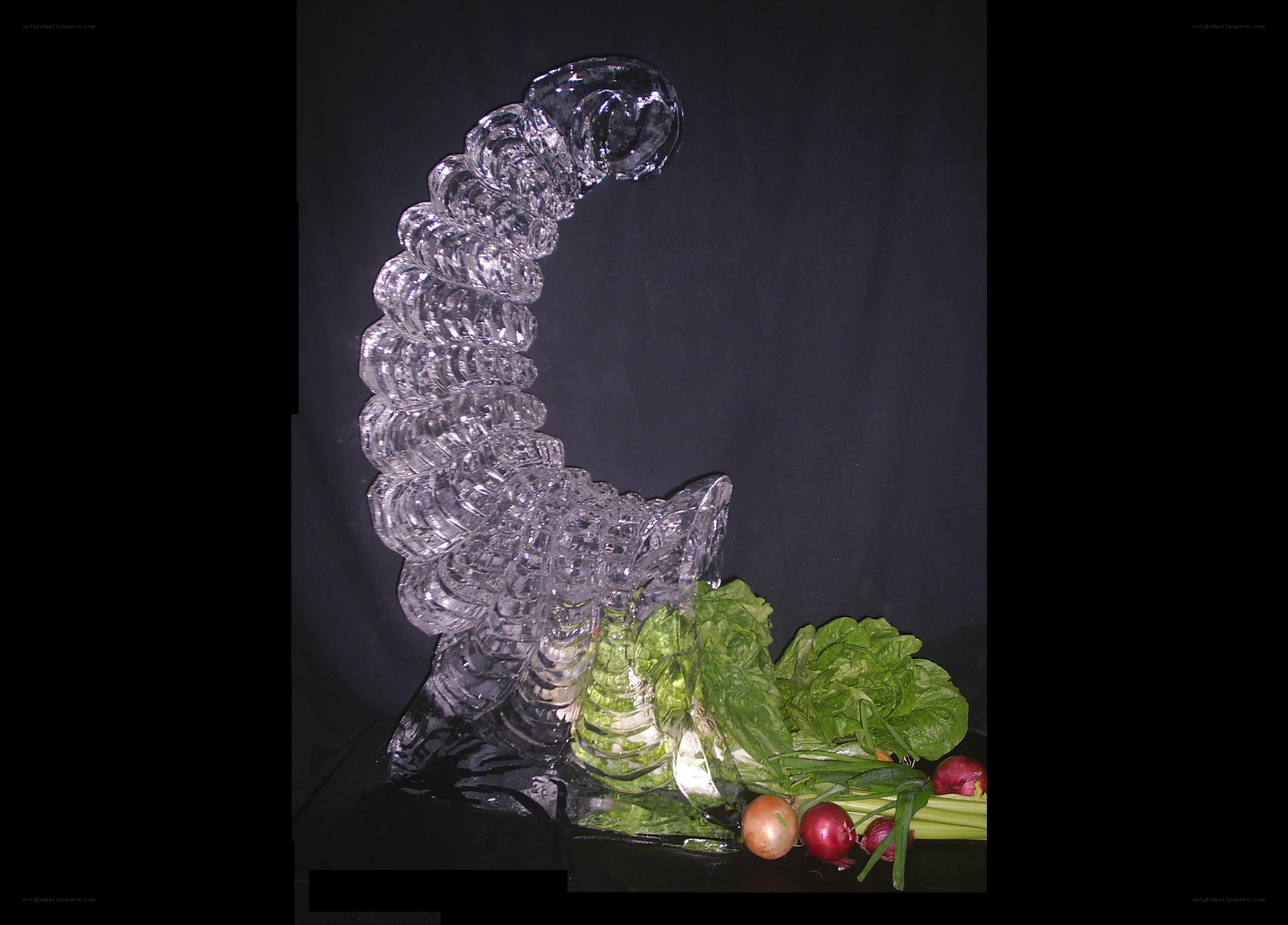 Ice sculpture with vegetables