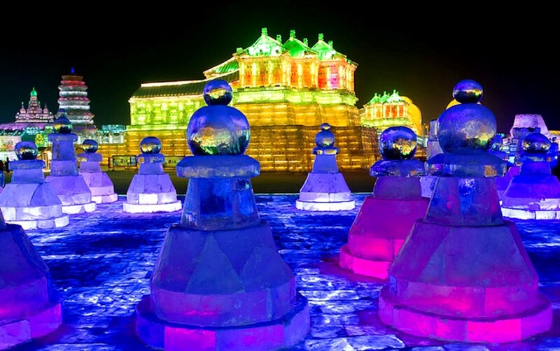 Ice Sculptures at Night
