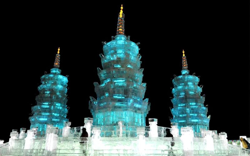 Ice Sculptures of Pagodas