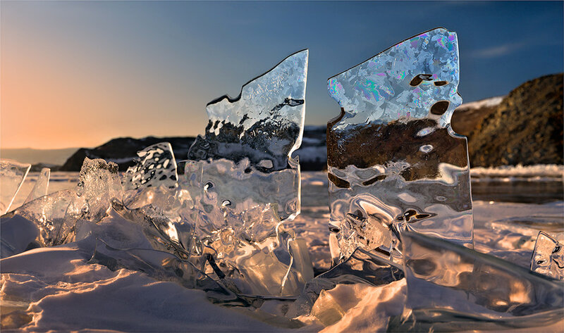 Ice Shards on Frozen Lake